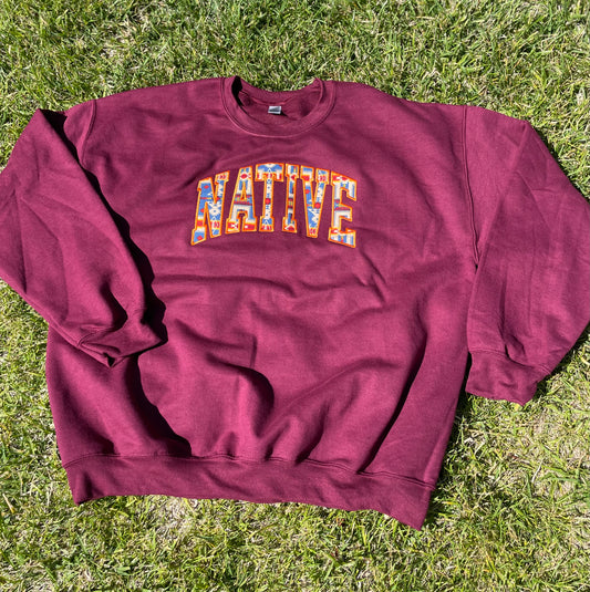 NATIVE College Crew Neck Maroon