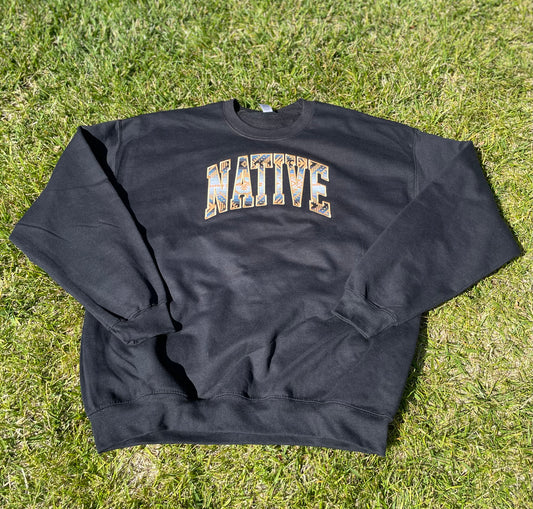 NATIVE College Crewneck Black