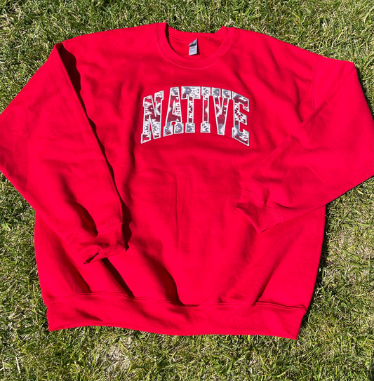 NATIVE College Crewneck Red